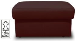 HOME - Leather Footstool - Dark Red